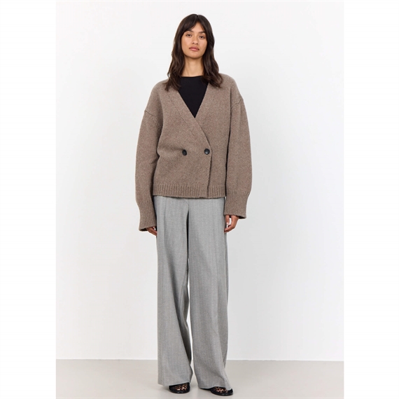 Levete Room LR-PERLE 6 Cardigan, Taupe Grey Melange